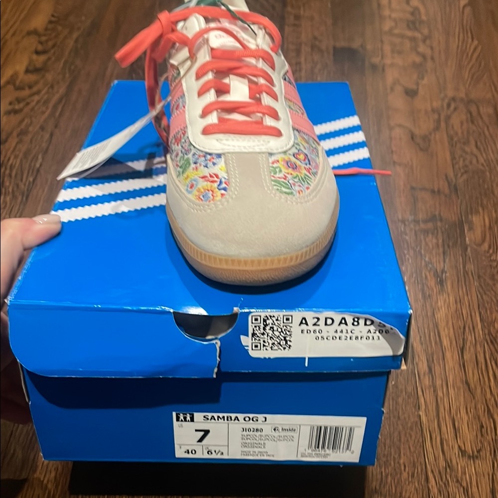 Adidas Kids Samba OG Floral Sneakers - Cream and Pink